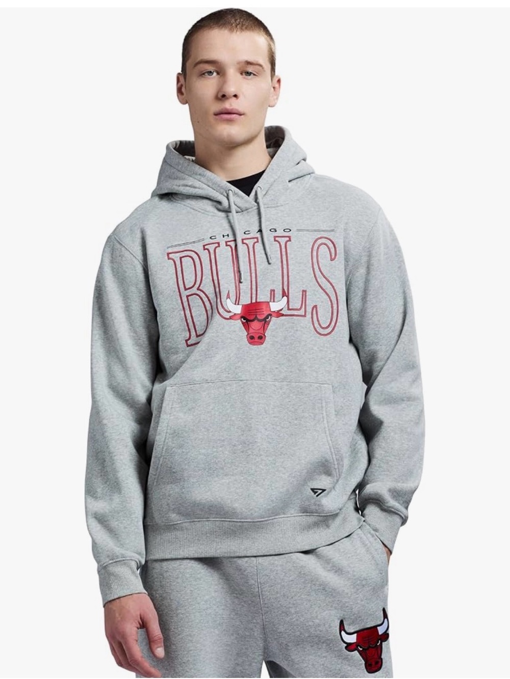 NBA Chicago Bulls Light Gray Hoodie with Red Logo